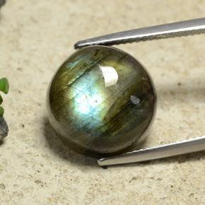 Многоцветный Лабрадорит Камень - 13.3ct Круглый Кабошон (ID: 489587)