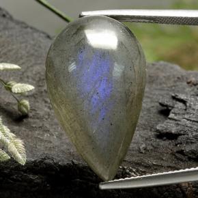 20.9ct Pear Cabochon Gray Blue Sheen Labradorite for sale thumb image of 20.9ct Pear Cabochon Gray Blue Sheen Labradorite (ID: 491151)