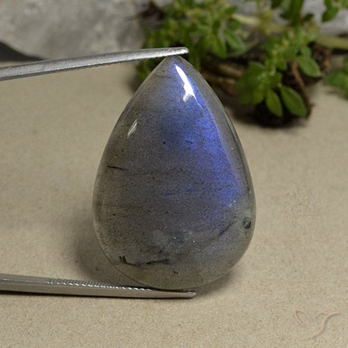 Multicolor Labradorite Gem - 39ct Pear Cabochon (ID: 493964)