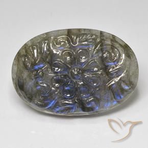 27.86 ct Multicolor Labradorite Stone, Natural Labradorite in Carved Oval Shape for Sale