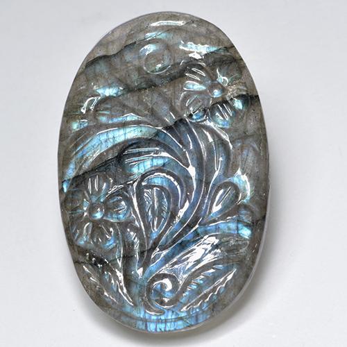 Multicolor Labradorite Gem - 30.7ct Carved Oval (ID: 501458)