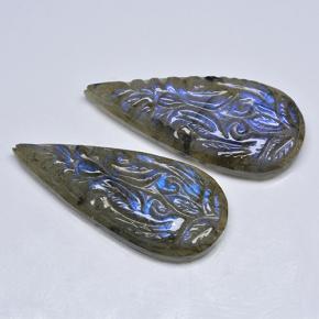 Labradorite Gemstones in 34.7 x 15.2 mm Size for Sale, Labradorite Stones in Multicolor Color