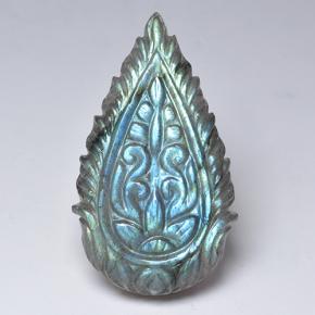 44ct Carved Pear Blue-Sheen Gray Labradorite Gem for sale 44ct Carved Pear Blue-Sheen Gray Labradorite Gem (ID: 501468)