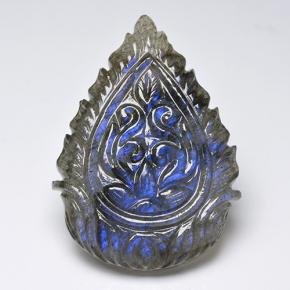 47.6ct Carved Pear Blue-Sheen Gray Labradorite Gem for sale 47.6ct Carved Pear Blue-Sheen Gray Labradorite Gem (ID: 501470)