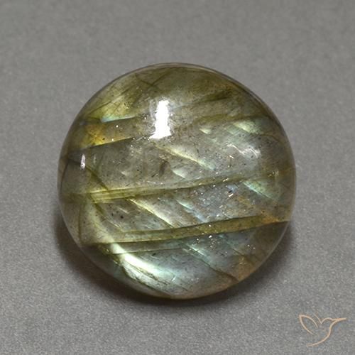 13.46 ct Multicolor Labradorite Stone, Natural Labradorite in Round Cabochon Shape for Sale
