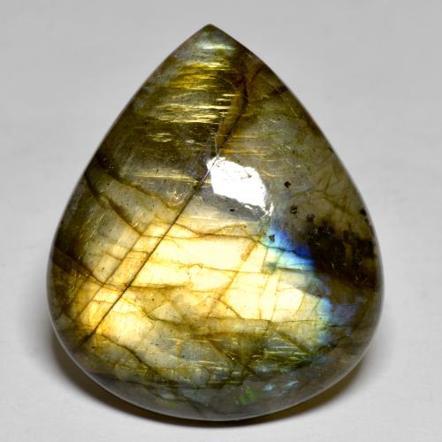 Multicolor Labradorita Gema - 26.8ct Cabujón Pera (ID: 577827)