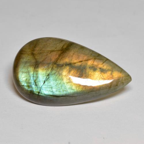 Mehrfarbig Labradorit Edelstein - 31.8ct Birnen Cabochon (ID: 577828)