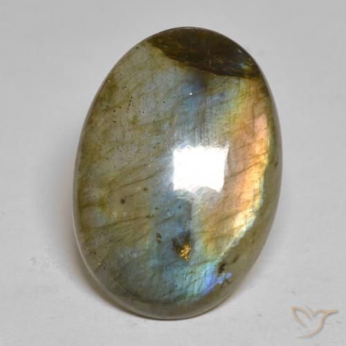 15.72 ct Multicolor Labradorite Stone, Natural Labradorite in Oval Cabochon Shape for Sale