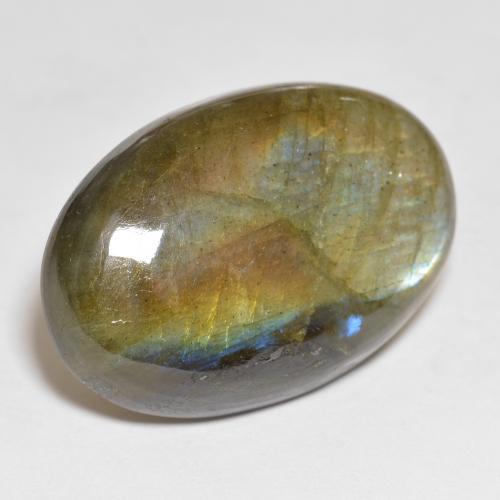 Mehrfarbig Labradorit Edelstein - 24.7ct Oval Cabochon (ID: 578072)