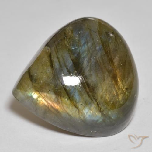 28.38 ct Multicolor Labradorite Stone, Natural Labradorite in Pear Cabochon Shape for Sale