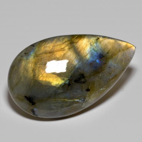 Multicolor Labradorite Gem - 45.7ct Pear Cabochon (ID: 578184)