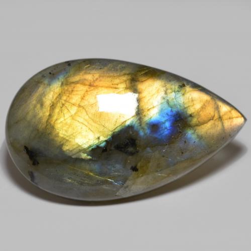 45.68 ct Multicolor Labradorite Stone, Natural Labradorite in Pear Cabochon Shape for Sale