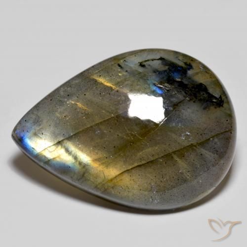 39.55 ct Multicolor Labradorite Stone, Natural Labradorite in Pear Cabochon Shape for Sale