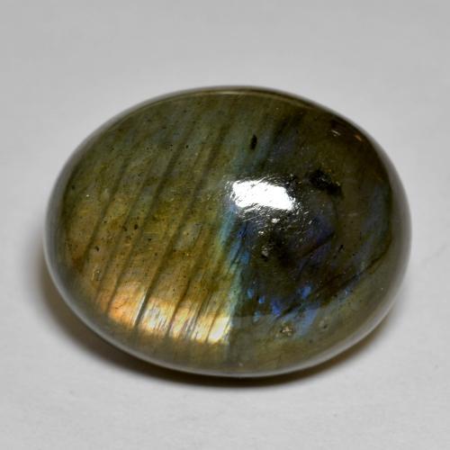 22.64 ct Multicolor Labradorite Stone, Natural Labradorite in Oval Cabochon Shape for Sale