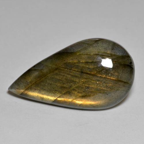 Multicolor Labradorite Gem - 20.9ct Pear Cabochon (ID: 578684)