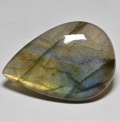 彩色 拉长石 Gem - 49.6ct 梨形凸面型 (ID: 586757)