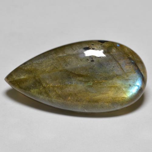 Multicolor Labradorite Gem - 23.5ct Pear Cabochon (ID: 586758)