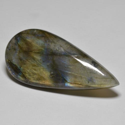 Multicolor Labradorite Gem - 56.7ct Pear Cabochon (ID: 586759)