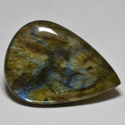 Multicolor Labradorite Gem - 66.6ct Pear Cabochon (ID: 586762)