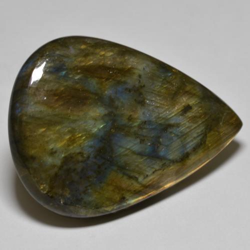 66.57 ct Multicolor Labradorite Stone, Natural Labradorite in Pear Cabochon Shape for Sale