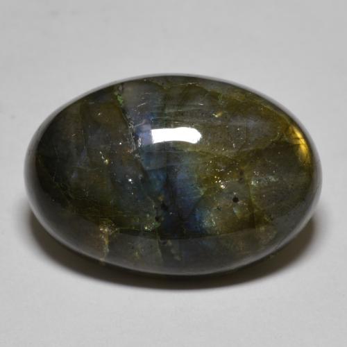 20.40 ct Multicolor Labradorite Stone, Natural Labradorite in Oval Cabochon Shape for Sale