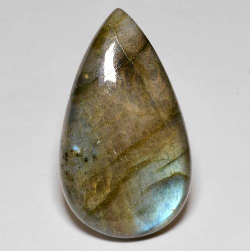 Multicolor Labradorite Gem - 34ct Pear Cabochon (ID: 587137)