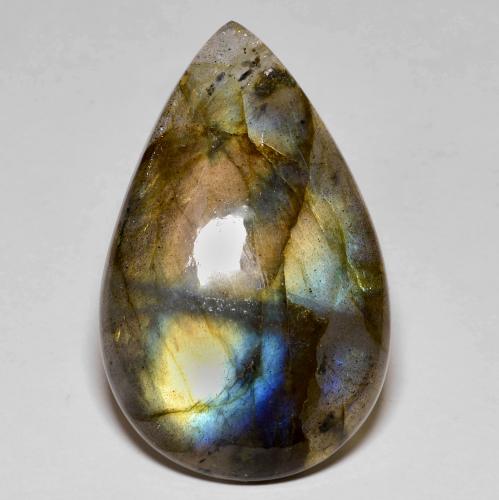 Multicolore Labradorite Gem - 29.2ct Cabochon pera (ID: 587141)