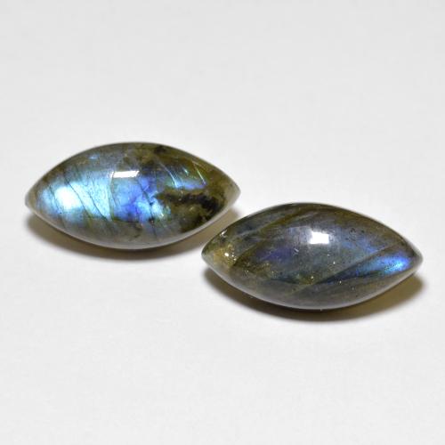 Multicolor Labradorite Gem - 5.5ct Marquise Cabochon (ID: 593581)