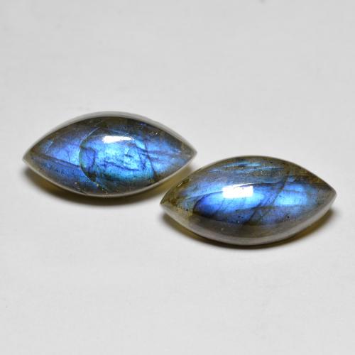 Multicolor Labradorite Gem - 5.3ct Marquise Cabochon (ID: 593585)