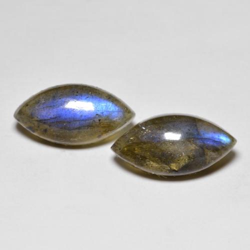 Multicolor Labradorite Gem - 5.3ct Marquise Cabochon (ID: 593587)