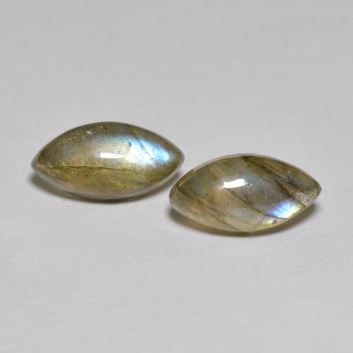 Multicolor Labradorite Gem - 1.3ct Marquise Cabochon (ID: 593757)