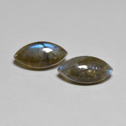 Multicolor Labradorite Gem - 1.4ct Marquise Cabochon (ID: 593761)