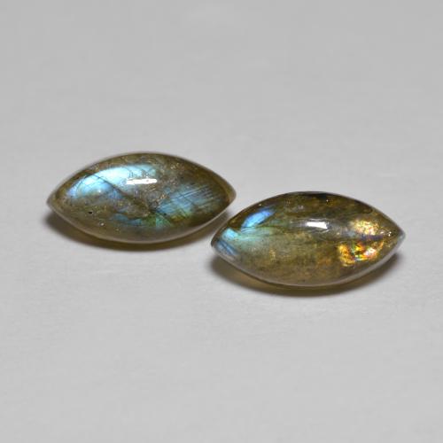 Multicolor Labradorite Gem - 1.4ct Marquise Cabochon (ID: 593763)