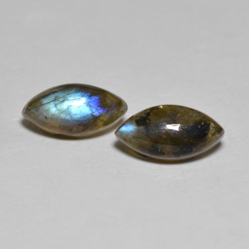 Multicolor Labradorite Gem - 1.4ct Marquise Cabochon (ID: 593764)