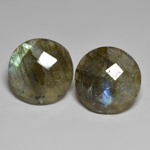 Многоцветный Лабрадорит Камень - 6.8ct Круглая Огранка Роза (ID: 593773)