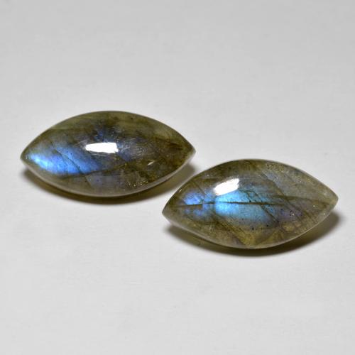 Multicolor Labradorite Gem - 9.3ct Marquise Cabochon (ID: 593900)