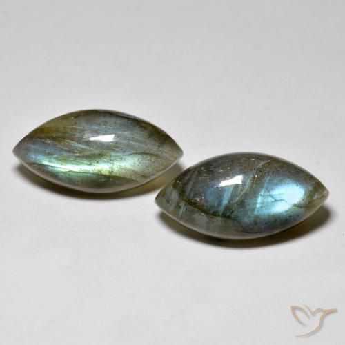 20.61 ct Marquise Labradorite, 20.1 x 10.2 mm From Madagascar, Photo A