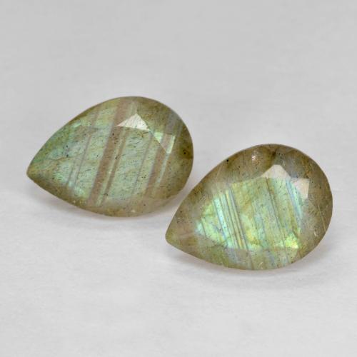 Многоцветный Лабрадорит Камень - 1.7ct Фасетная Груша (ID: 594063)