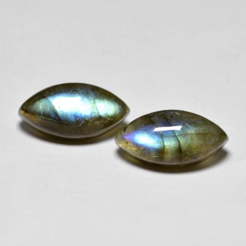 Mehrfarbig Labradorit Edelstein - 2.4ct Marquise Cabochon (ID: 594199)