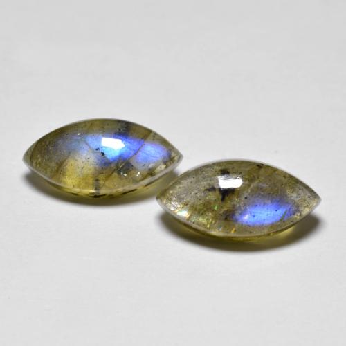 Multicolor Labradorite Gem - 2.5ct Marquise Cabochon (ID: 594200)