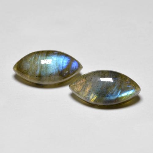 Mehrfarbig Labradorit Edelstein - 2.3ct Marquise Cabochon (ID: 594201)