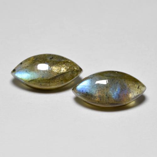 Mehrfarbig Labradorit Edelstein - 2.4ct Marquise Cabochon (ID: 594206)