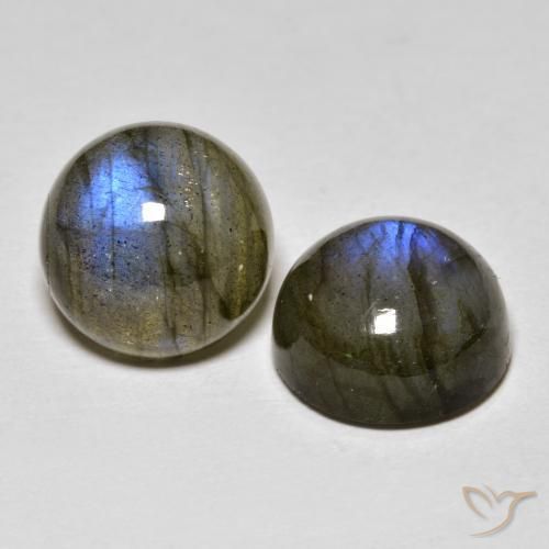 8.51 ctw Multicolor Labradorite Stones, Natural Labradorite in Round Cabochon Shape for Sale
