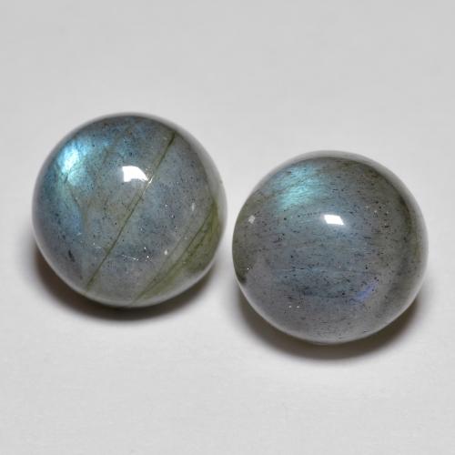 Multicolor Labradorita Gema - 3.5ct Cabujón Redondo (ID: 596456)