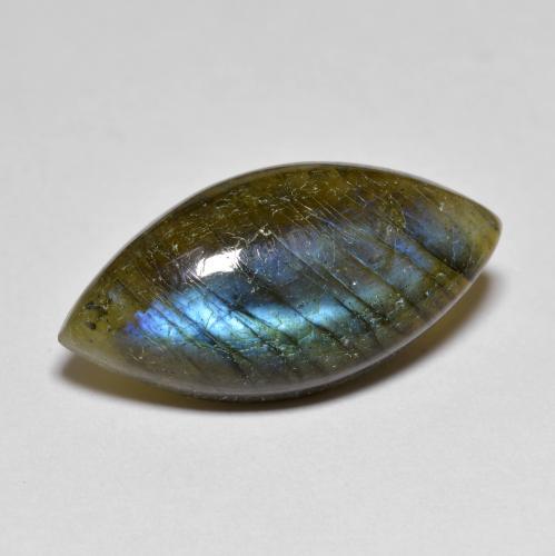 Multicolor Labradorite Gem - 9.7ct Marquise Cabochon (ID: 596659)