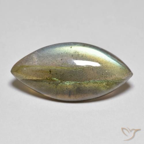 9.96 ct Multicolor Labradorite Stone, Natural Labradorite in Marquise Cabochon Shape for Sale