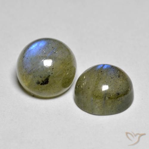 4.45 ctw Multicolor Labradorite Stones, Natural Labradorite in Round Cabochon Shape for Sale