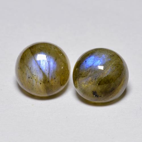 Multicolor Labradorite Gem - 1.1ct Round Cabochon (ID: 598441)
