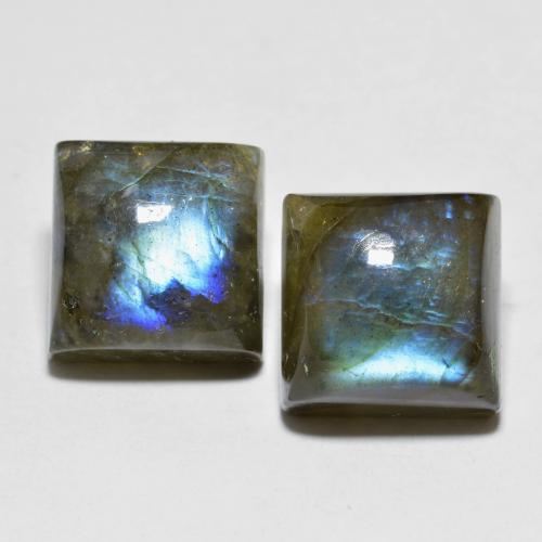 Многоцветный Лабрадорит Камень - 7.8ct Квадратный Кабошон (ID: 604816)