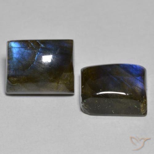 11.38 ctw Multicolor Labradorite Stones, Natural Labradorite in Baguette Cabochon Shape for Sale
